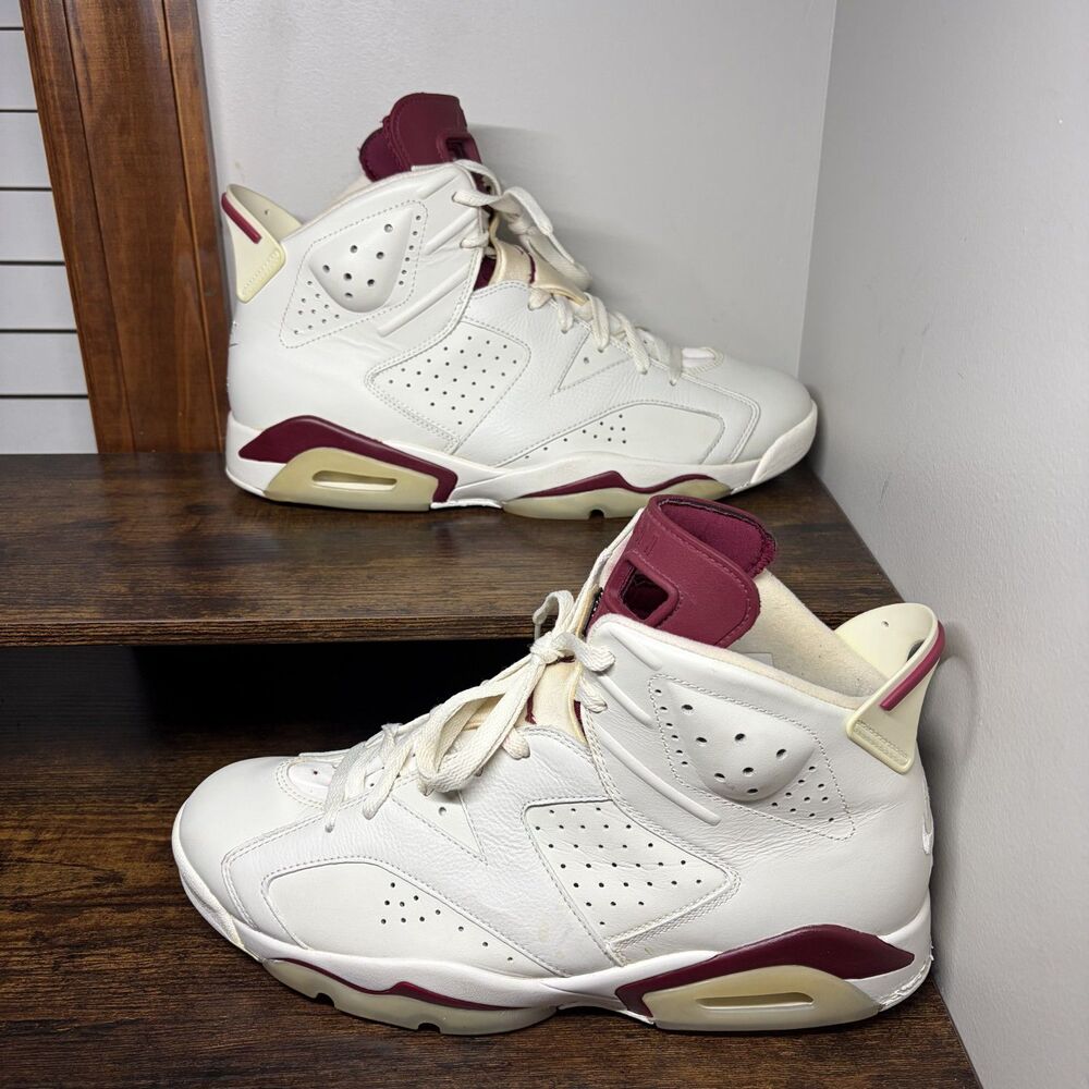 Size 11.5 - Nike Air Jordan 6 Retro Maroon 2015 Men's 384664-116 White OG